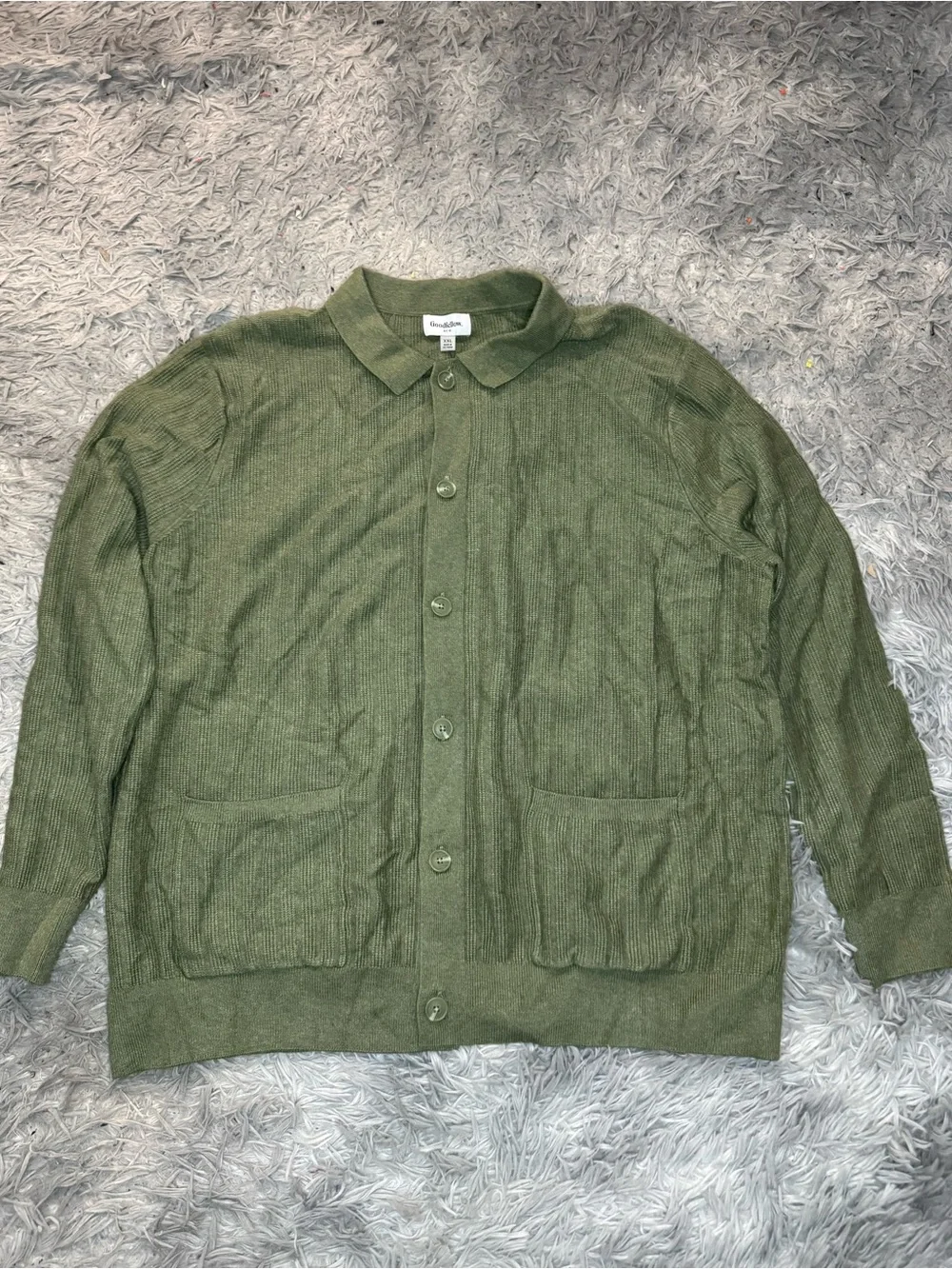 Goodfellow & Co Men’s Collared Cotton Blend Cardigan Sweater - Green XXL NWT
